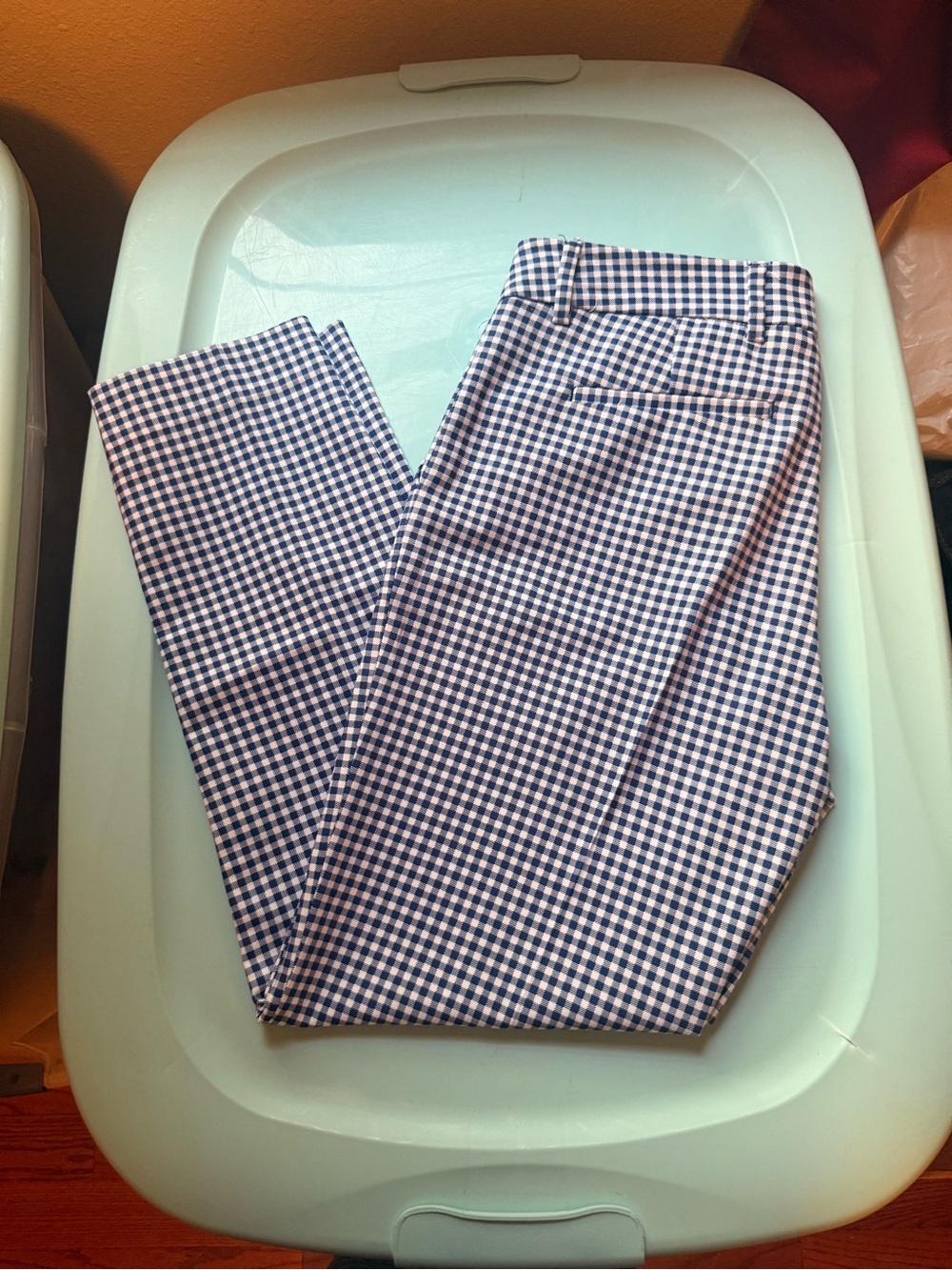 Liverpool Jeans Company Navy and White Gingham Chinos